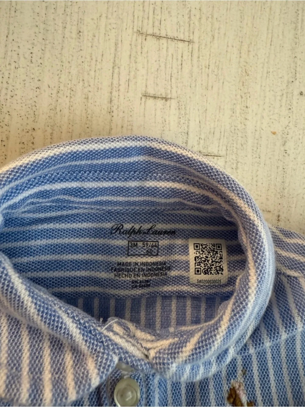 Ralph Lauren Blue and White Striped Cotton Baby Dress with Bloomers